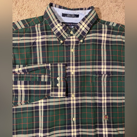 Tommy Hilfiger Plaid Button Up Down Mens Size 2XL XXL Work Dress Shirt - Picture 1 of 10